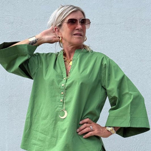 Gaspar Mumbai  I Cool poplin bluse i apple green I Dresslab