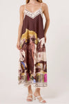 Studio West dress I Smuk printet stropkjole i brune nuancer
