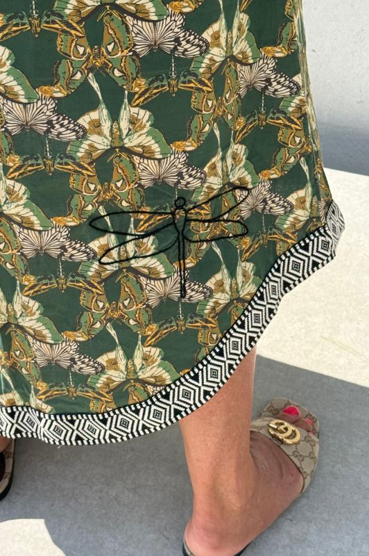 Gaspar Mumbai butterfly dress | Grøn printet kjole I Dresslab