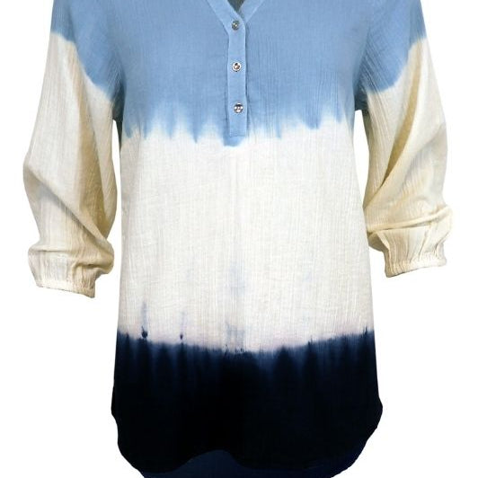 Ofelia Paulie bluse I Batik skjorte i blå nuancer