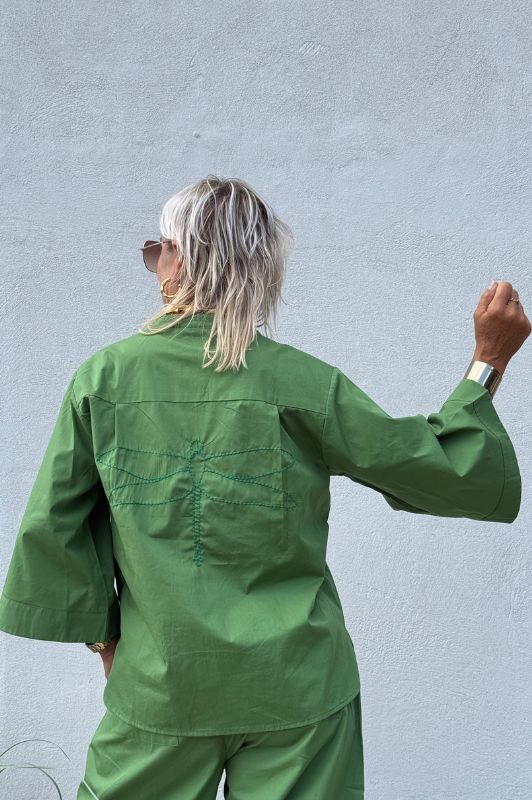 Gaspar Mumbai  I Cool poplin bluse i apple green I Dresslab