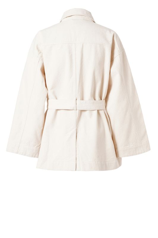 Luxzuz Herle jacket shirt I Kort sandfarvet jakke med bindebælte