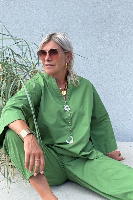 Gaspar Mumbai  I Cool poplin bluse i apple green I Dresslab