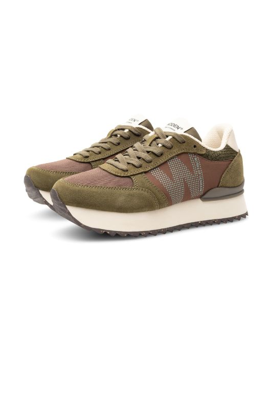 Woden Ronja plateau sneakers | Dark olive multi