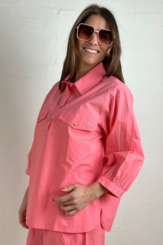 Gaspar Oslo shirt I Cool bluse med lommer i pink