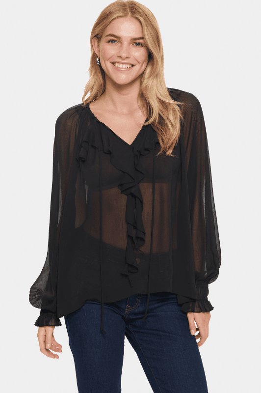 Saint Tropez Lazie bluse I Sort chiffontop