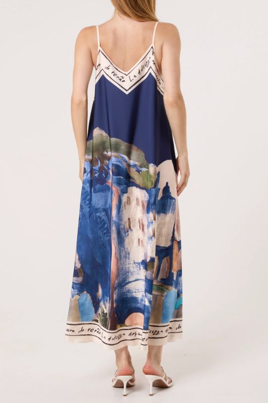 PRE ORDER Studio West dress I Smuk printet stropkjole i navy nuancer