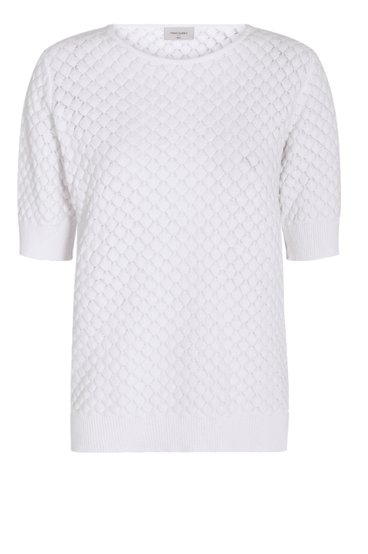 FreeQuent Dodo dottie pullover | Hvid fin strik kort ærme