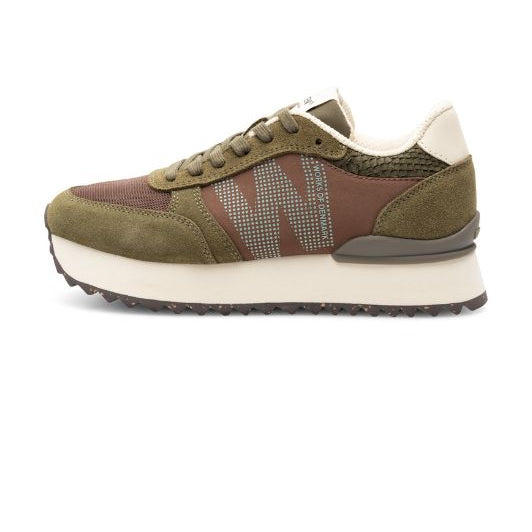 Woden Ronja plateau sneakers | Dark olive multi