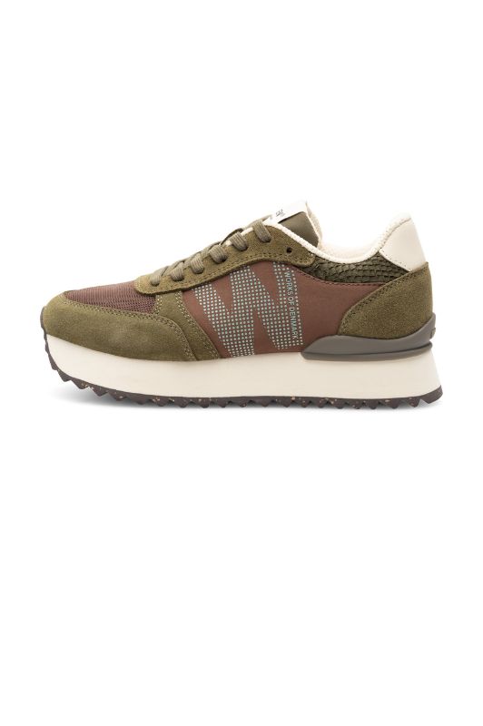 Woden Ronja plateau sneakers | Dark olive multi