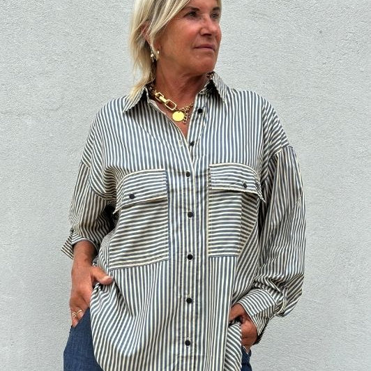 PRE ORDER Gaspar Sevilla stripe skjorte i blå strib