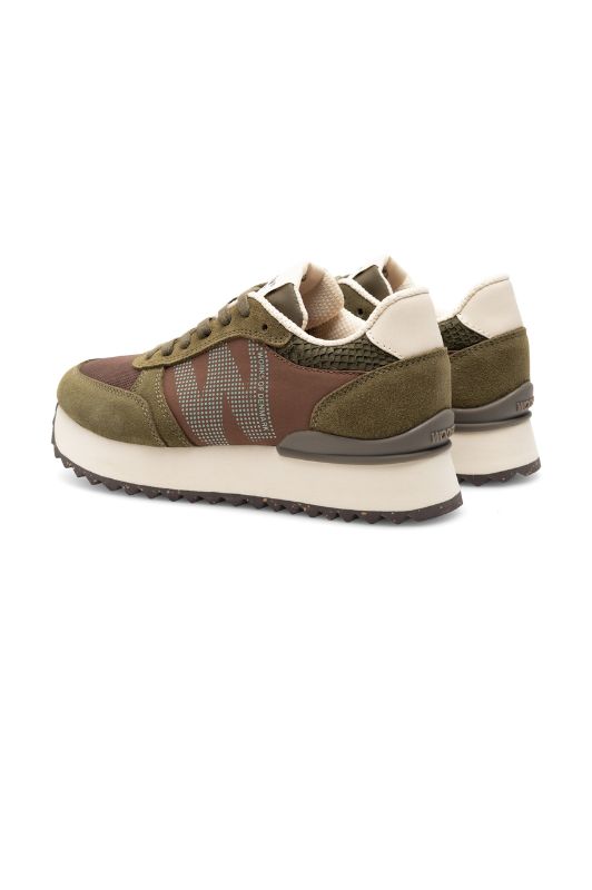 Woden Ronja plateau sneakers | Dark olive multi