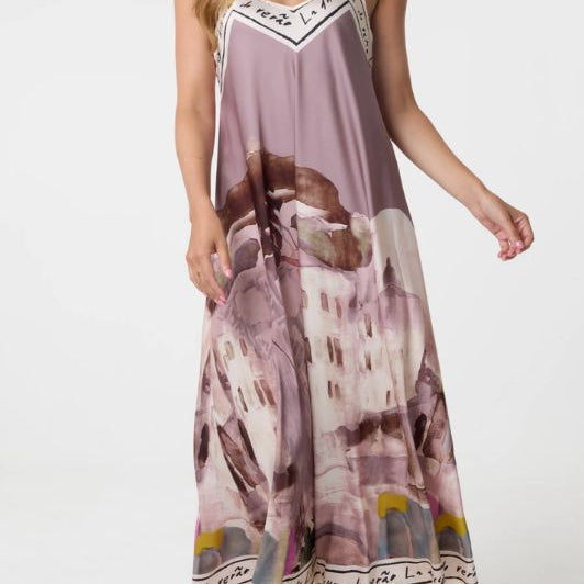 PRE ORDER Studio West dress I Smuk printet stropkjole i rosa nuancer