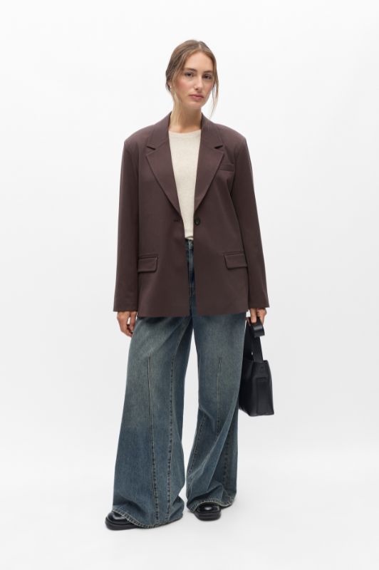 Object Lisa blazer i mørkebrun I Dresslab