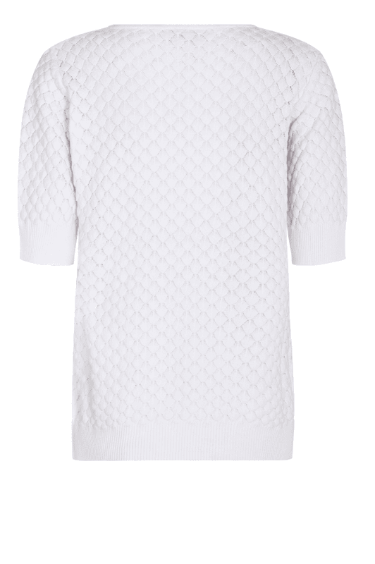 FreeQuent Dodo dottie pullover | Hvid fin strik kort ærme
