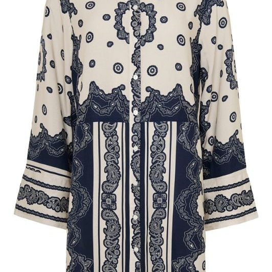Ofelia Scarlett tunika I Rokoko print i creme og navy