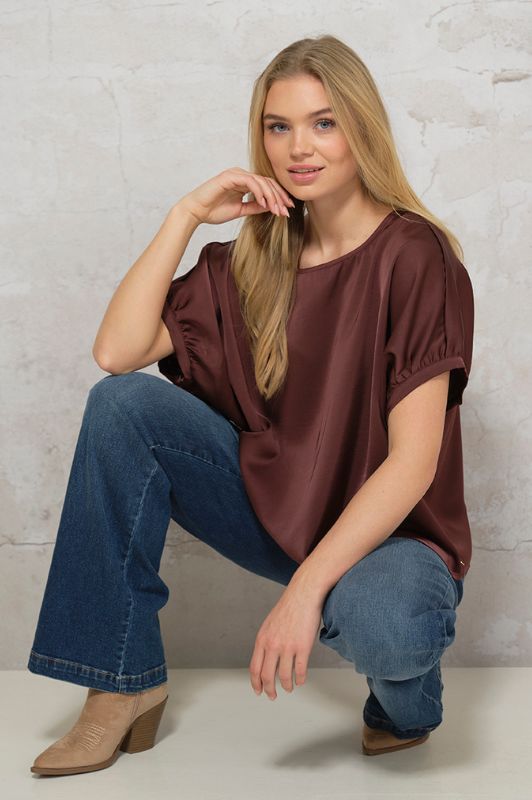 Prepair Emily festbluse i bordeaux satin