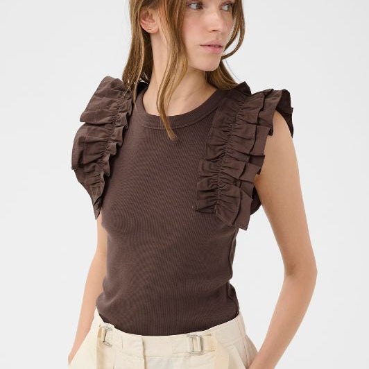 Karen By Simonsen Oda Tank | Top i chokoladebrun I Dresslab
