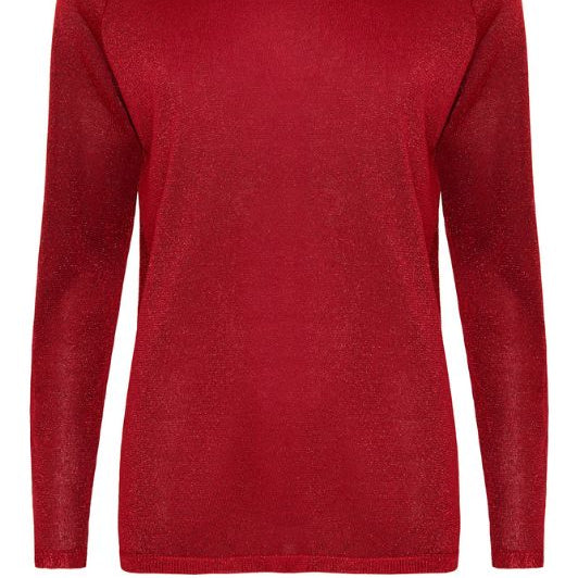 Ofelia Trine bluse | Rød strik med lurex