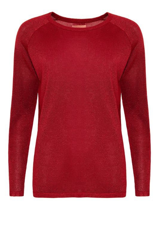 Ofelia Trine bluse | Rød strik med lurex