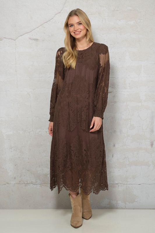 Prepair Mila dress | Smuk kjole i mørkebrun blonde