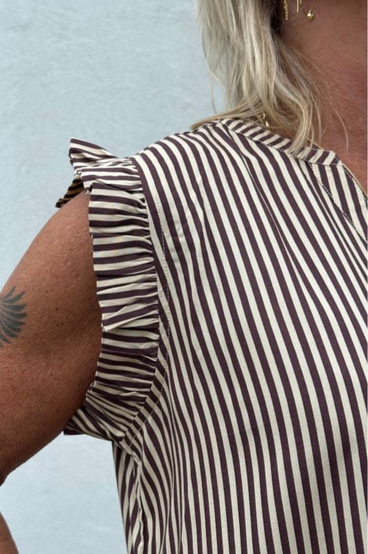 PRE ORDER Gaspar Loule stripe dress | Brun strib I Dresslab