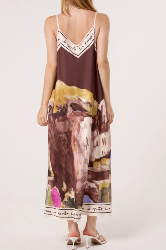 Studio West dress I Smuk printet stropkjole i brune nuancer