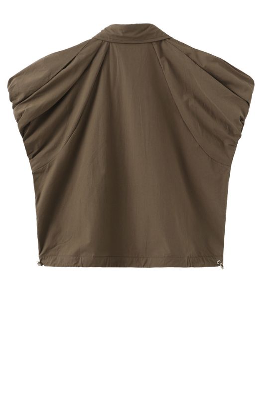 Luxzuz Vivette shirt I Army kort sommerjakke med crochet detaljer
