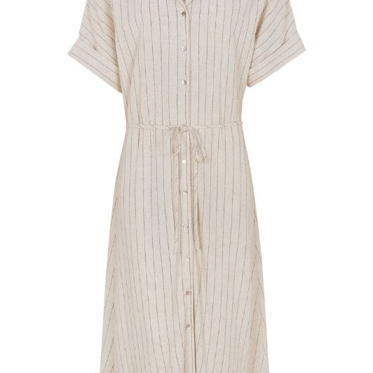 Tooday Kiron dress I Smuk hørkjole med pinstripe look I Dresslab