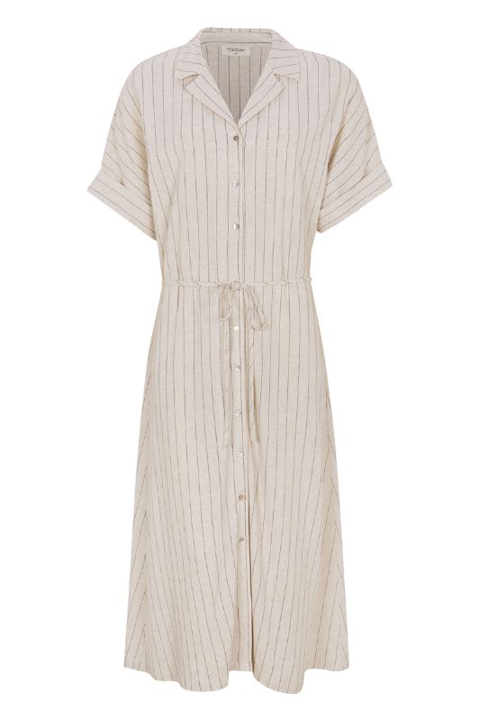 Tooday Kiron dress I Smuk hørkjole med pinstripe look I Dresslab