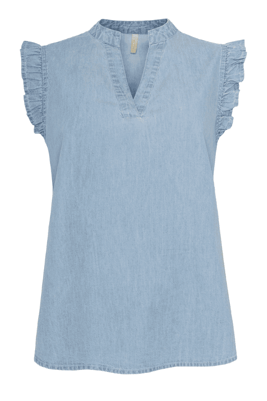 Ofelia Nora top | Kortærmet denim top med fine detaljer I Dresslab