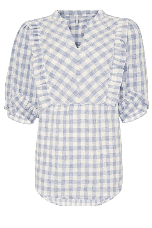 Ofelia Baria shirt I  3/4 ærmet top i blå tern