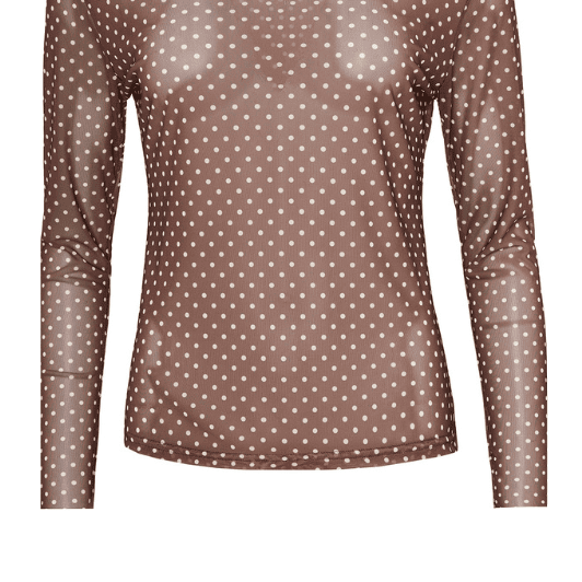 Ofelia Gwen bluse | Brun mesh med hvide prikker