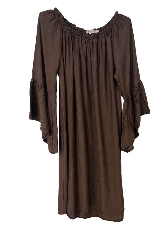 Moondust Lina solid dress I Løs viskose sommerkjole chokoladebrun