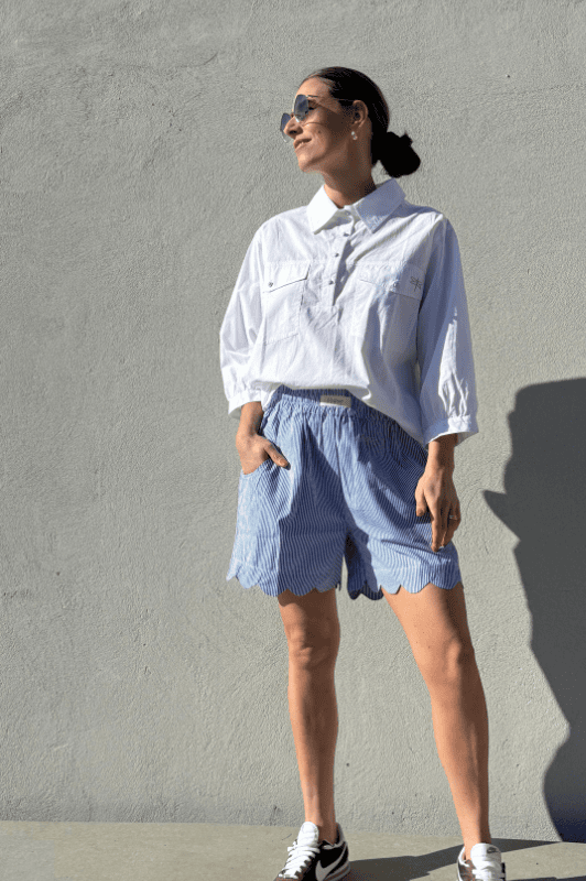 Gaspar Honolulu stribet shorts med feminin detalje I Dresslab