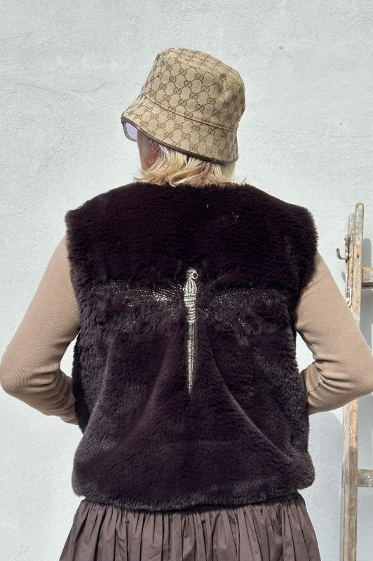 Gaspar Duffy exclusive vest I Cool teddy vest i chokoladebrun