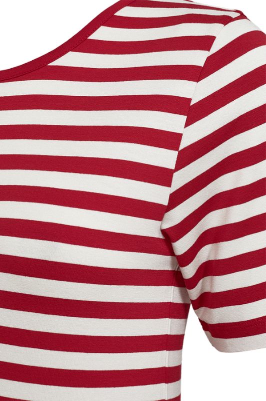 Freequent Liana t-shirt I Strib rød hvid