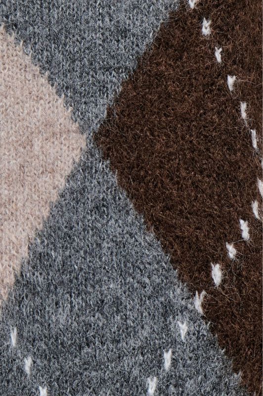 JDY Zoye argyle strik pulli I Ternet strik pulli gråmelange og brun