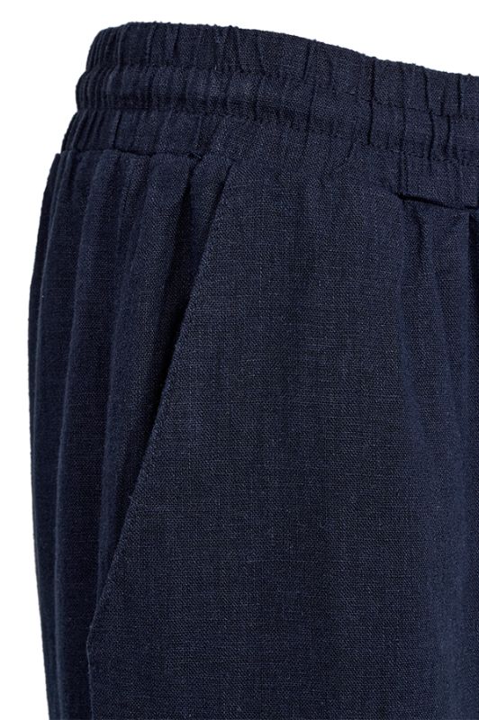 Freequent Lava ankle pant | Navy ankelbukser i hør I Dresslab
