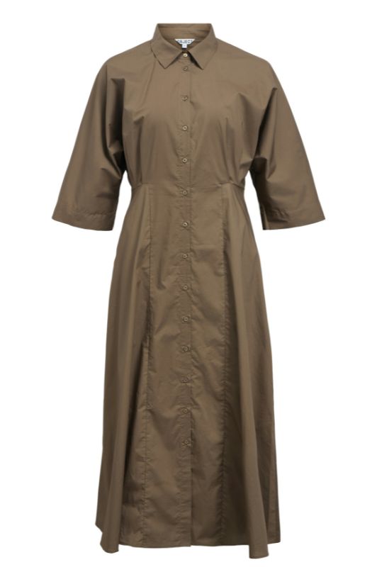 Object Elly hope dress  I Brun poplin kjole I Dresslab