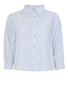 Ofelia Olivia blå stribet bluse med print I Dresslab