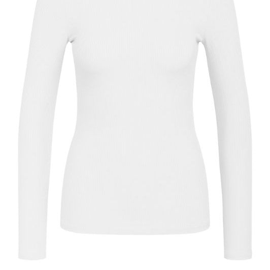 La Rouge Lisa langærmet ribtop med rund hals i hvid | DressLab