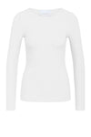 La Rouge Lisa langærmet ribtop med rund hals i hvid | DressLab