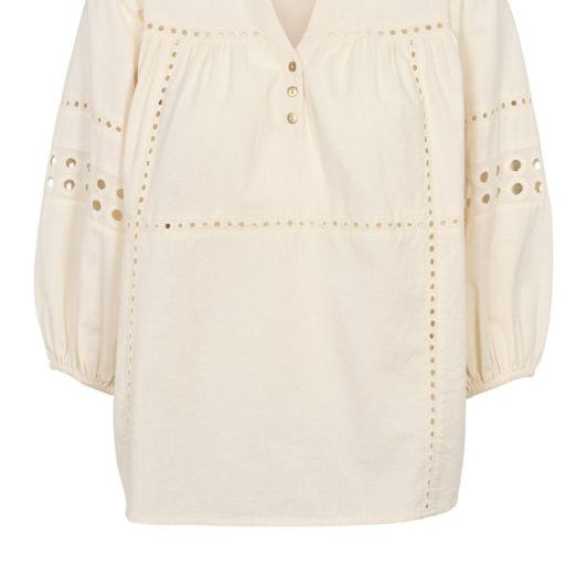 Prepair Sigga bluse I Creme top med crochet bånd I Dresslab