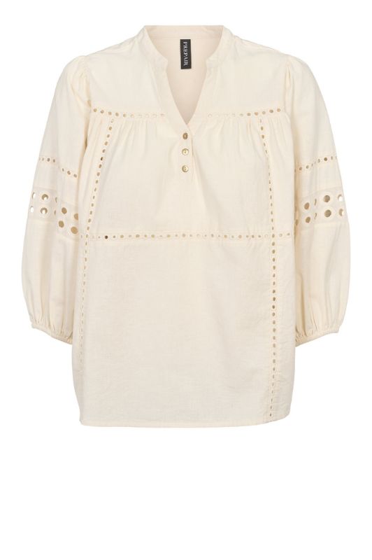 Prepair Sigga bluse I Creme top med crochet bånd I Dresslab