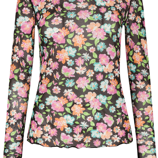 Liberté Mesh top Mint orange I Blomster print