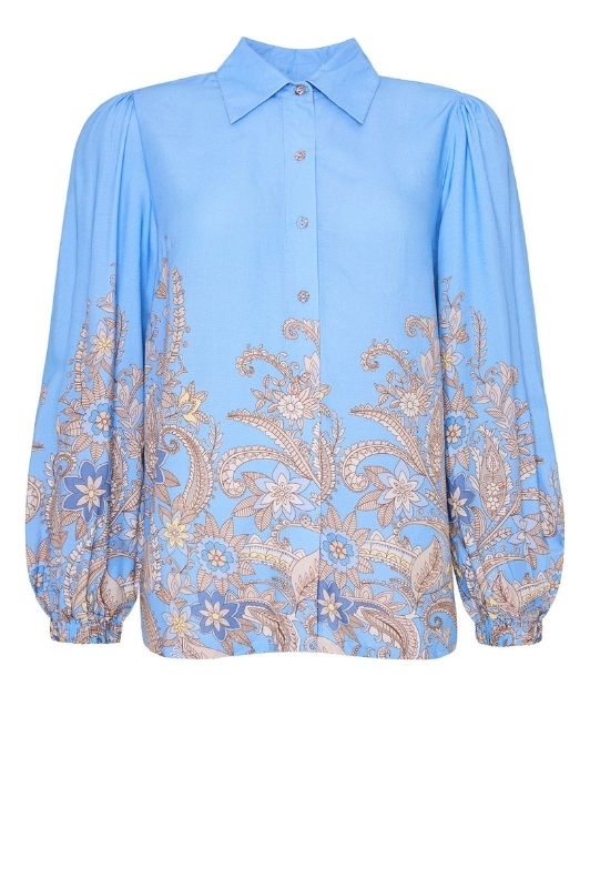 Ofelia Jannie bluse I Lyseblå med borderprint