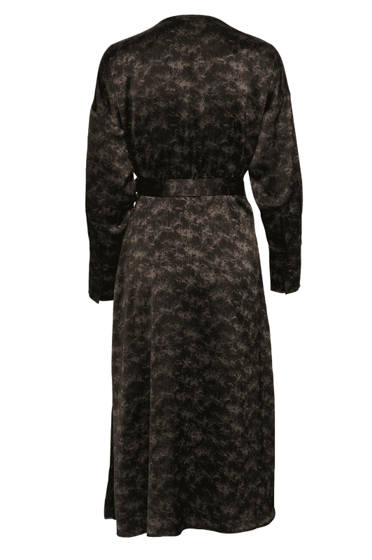 Karen By Simonsen Sora Dress | Slå om sort kjole med brunt mønster