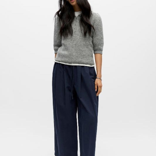 Object Berta barrel pant | Mørkeblå barrel bukser