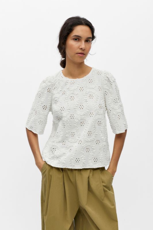 Object Laily broderie anglaise top i hvid I Dresslab